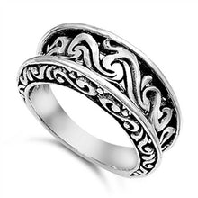 Load image into Gallery viewer, Sterling Silver Bali And Celtic Shaped Plain RingsAnd Face Height 9mmAnd Band Width 4mm