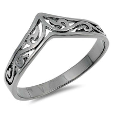 Load image into Gallery viewer, Sterling Silver Black Rhodium Plated Curve Shaped Plain RingsAnd Face Height 8mm
