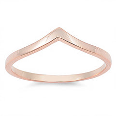 Sterling Silver Rose Gold Plated Chevron Design Band Ring with Face Height of 5MM