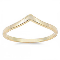 Sterling Silver Yellow Gold Plated Chevron Design Band Ring with Face Height of 5MM