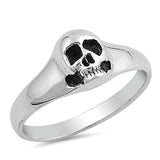 Sterling Silver Oxidize Skull Shaped Plain RingsAnd Face Height 9mm