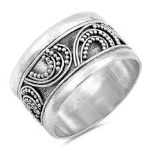 Load image into Gallery viewer, Sterling Silver Cirular Loop Bali Design Ring And Face Height 12mm
