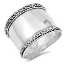 Load image into Gallery viewer, Sterling Silver Rope Bali Design Ring And Face Height 22mmAnd Band Width 9mm