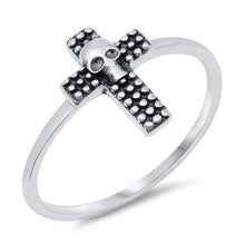 Load image into Gallery viewer, Sterling Silver Skull Cross Ring