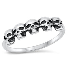 Load image into Gallery viewer, Sterling Silver Oxidized Skull Heads Ring