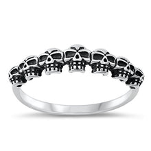 Load image into Gallery viewer, Sterling Silver Oxidized Skulls Ring