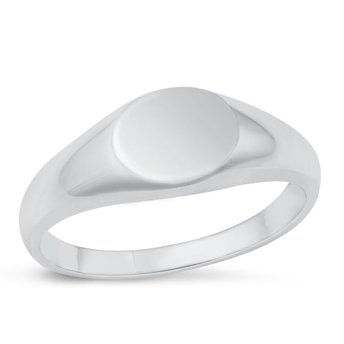 Sterling Silver Rhodium Plated Signet Plain Ring Face Height-8mm