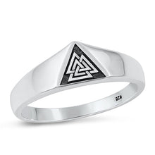 Load image into Gallery viewer, Sterling Silver Oxidized Valknut Plain Ring Face Height-7.5mm
