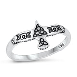Sterling Silver Oxidized Celtic Bird Plain Ring Face Height-10.6mm