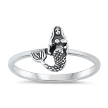 Load image into Gallery viewer, Sterling Silver Oxidized Mermaid Plain Ring Face Height-10.2mm