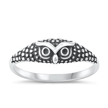 Load image into Gallery viewer, Sterling Silver Oxidized Owl Plain Ring Face Height-4.2mm