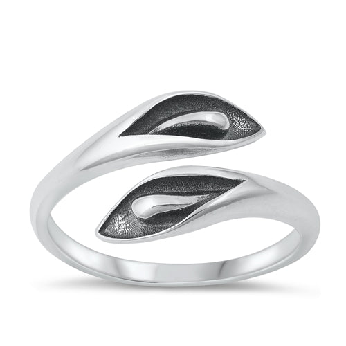 Sterling Silver Oxidized Calla Lily Plain Ring Face Height-10mm