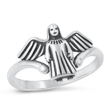Load image into Gallery viewer, Sterling Silver Oxidized Jesus With Wings Plain Ring Face Height-12.7mm