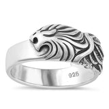 Sterling Silver Oxidized Eagle Plain Ring Face Height-9.8mm