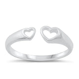 Sterling Silver Polished Hearts Ring