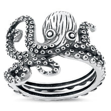Load image into Gallery viewer, Sterling Silver Oxidized Octopus Ring-18.8mm