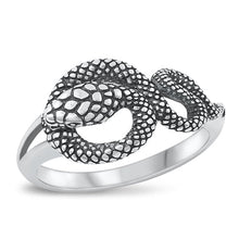 Load image into Gallery viewer, Sterling Silver Oxidized Snake Plain Ring Face Height-11mm