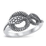 Sterling Silver Oxidized Snake Plain Ring Face Height-11mm
