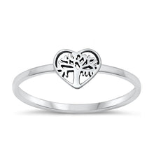 Load image into Gallery viewer, Sterling Silver Oxidized Tree And Heart Plain Ring Face Height-6.7mm