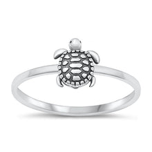 Load image into Gallery viewer, Sterling Silver Oxidized Turtle Plain Ring Face Height-8.2mm