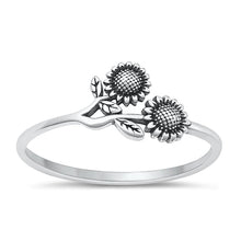 Load image into Gallery viewer, Sterling Silver Oxidized Sunflower Plain Ring Face Height-7.8mm
