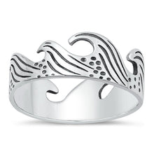 Load image into Gallery viewer, Sterling Silver Oxidized Waves Plain Ring Face Height-7.6mm