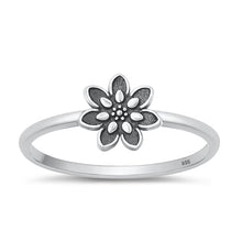 Load image into Gallery viewer, Sterling Silver Oxidized Flower Plain Ring Face Height-8.2mm