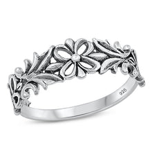 Load image into Gallery viewer, Sterling Silver Oxidized Floral Plain Ring Face Height-7.2mm