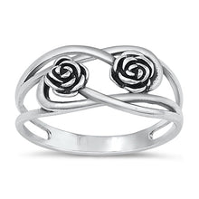 Load image into Gallery viewer, Sterling Silver Oxidized Rose Plain Ring Face Height-9.1mm