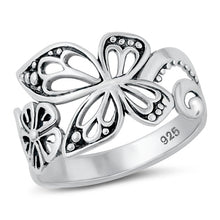 Load image into Gallery viewer, Sterling Silver Oxidized Butterfly Plain Ring Face Height-14.3mm