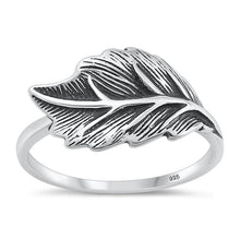 Load image into Gallery viewer, Sterling Silver Oxidized Leaf Ring Face Height-10.9mm