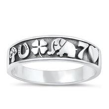 Load image into Gallery viewer, Sterling Silver Oxidized Lucky Symbols Plain Ring Face Height-6mm