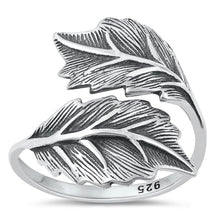Load image into Gallery viewer, Sterling Silver Oxidized Leaves Plain Ring Face Height-21.8mm