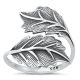 Sterling Silver Oxidized Leaves Plain Ring Face Height-21.8mm