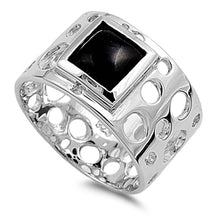 Load image into Gallery viewer, Sterling Silver Square Black Onyx Stone Ring