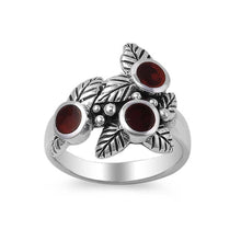 Load image into Gallery viewer, Sterling Silver Carnelian Turquoise Cubic Zirconia Plumeria Stone RingAnd Face Height 17mmAnd Width 3mm