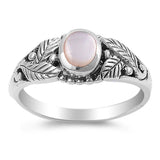 Sterling Silver With Mother Of Pearl Cubic Zirconia Stone RingAnd Face Height 7mmAnd Band Width 2mm