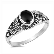Load image into Gallery viewer, Sterling Silver With Black Onyx Cubic Zirconia Stone RingAnd Face Height 7mmAnd Band Width 2mm
