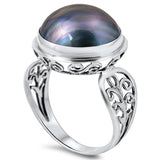 Sterling Silver Genuine Mabe Pearl Ring-18mm