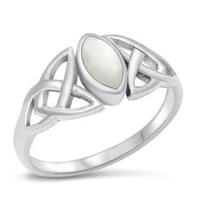 Load image into Gallery viewer, Sterling Silver Celtic Mother of Pearl Ring