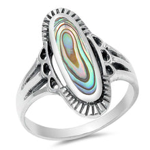 Load image into Gallery viewer, Sterling Silver Oval Abalone Stone Ring