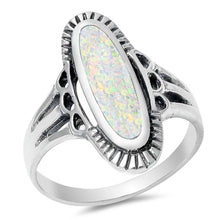 Load image into Gallery viewer, Sterling Silver With White Lab Opal Cubic Zirconia Stone RingAnd Face Height 22mm