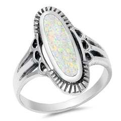 Sterling Silver With White Lab Opal Cubic Zirconia Stone RingAnd Face Height 22mm