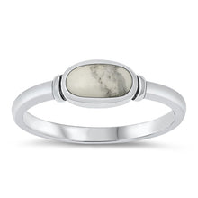Load image into Gallery viewer, Sterling Silver Oxidized White Buffalo Turquoise Ring-6mm