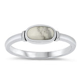 Sterling Silver Oxidized White Buffalo Turquoise Ring-6mm