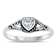 Sterling Silver Oxidized Clear CZ Ring