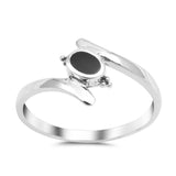 Sterling Silver Fashionable Swirl Ring with a Black Onyx Stone in the CenterAnd Ring Face Height of 10MM
