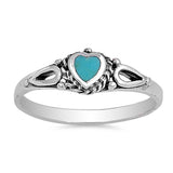 Sterling Silver With Stabilized Turquoise Cubic Zirconia Stone RingAnd Face Height 6mm