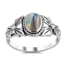 Load image into Gallery viewer, Sterling Silver With Abalone Cubic Zirconia Stone RingAnd Face Height 9mm