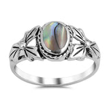 Sterling Silver With Abalone Cubic Zirconia Stone RingAnd Face Height 9mm